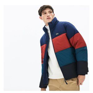 Lacoste Men's Navy Colorblock Water-Repellent Tafetta Down Jacket BH9358-51-Z9V